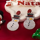 economico Anelli da donna-orecchini a forma di pupazzo di neve – orecchini scintillanti per le feste natalizie con cappello rosso e naso per donna