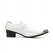 halpa Ensiluokkaiset nahkaiset loaferit-Miesten valkoiset kaksoishihnalliset nahkaiset juhlakengät metallisella kärjellä, 100% naudannahasta valmistetut juhlakengät häihin, lavaesityksiin ja juhliin