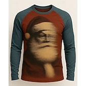 preiswerte Lauf-T-Shirts &amp; Tanktops-Weihnachten Herren Lauf-T-Shirt Fitnessshirt Trainingsshirt 3D-Druck Langarm Oberteil Straße Lässig Herbst Grafik Schweißableitend Atmungsaktiv sportlich Sportbekleidung Sportkleidung Blau