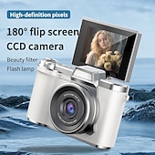 お買い得  アクションカメラ-1080P HDポータブルCCDカメラ 4Kレンズ フリップスクリーン USB充電式リチウムポリマーバッテリー 初心者向け旅行Vlogging 完璧なバレンタインデーギフト 初心者カメラ