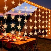 Недорогие LED ленты-Новые светодиодные занавесные звёздные гирлянды работающие от USB с дистанционным управлением для праздничных гирлянд на террасе на заднем дворе для вечеринки многоцветное освещение