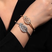 economico Braccialetti-Zircone cubico non corrispondenti A foglia Elegante Personalizzato Di tendenza Cromo Gioielli braccialetto Argento / Oro Per Matrimonio Feste Fidanzamento Balli di fine anno