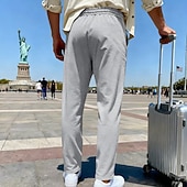 economico Gamba Dritta-Per uomo Pantaloni da tuta Pantaloni Pantaloni della tuta a gamba dritta Coulisse Tasca Elastico in vita Semplice Comodità Sport all'Aperto Quotidiano Moda Casual Verde militare Nero Micro-elastico