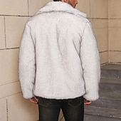 abordables Manteaux &amp; vestes-Homme Veste d'hiver Manteau en Fausse Fourrure Vacances Quotidien Chaleur Thermique Toison Automne Hiver Uni Mode Streetwear Revers Régulier Fausse fourrure Blanche Marron Gris Veste