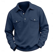 economico Felpe di base-Per uomo Maglia Nero Verde militare Blu marino Grigio chiaro Grigio scuro Bavero Semplice Tasca Sport &amp; Outdoor Quotidiano Ferie Streetwear Essenziale Casual Primavera &amp; Autunno Tutte le stagioni