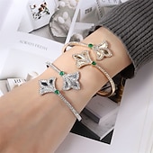 tanie Bransoletki-Cyrkonia Styl vintage Klasyczny Kształt listka Elegancja Zabytkowe Moda Modny Chrom Bransoletka Biżuteria Złota Na Codzienny Studniówka Impreza Ślub Prezent Zaręczynowy