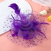 billige Fascinatorer-fascinators Tyll Fedora Bryllup Te Fest Hesteløp cocktail Elegant Årgang Enkel Med Fjær Hodeplagg Hodeplagg