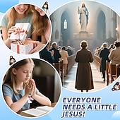 お買い得  彫像-50/100個の小さなイエスのキーホルダー、ミニイエスの置物キーホルダー、クリスマスストッキング詰め物ギフト、マルチカラーの小さなイエスのキーホルダー、ミニチュアキーホルダーを隠す