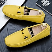 ieftine Loafers casual-Bărbați Mocasini &amp; Balerini Retro Mărime Plus Size Plimbare Casual Zilnic PU piele Comfortabil Cizme înalte Loafer Galben Roz Mov Deschis