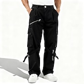 cheap Cargo Pants-Men's Cargo Pants Cargo Trousers Hiking Pants Elastic Waist Multi Pocket Solid Color Soft Breathable Full Length Outdoor Vacation Ethnic Style Black Army Green Micro-elastic