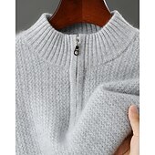 preiswerte Wollpullover für Herren-Hochwertiger Herrenpullover aus reiner Wolle und Kaschmir mit Viertelreißverschluss, klassischer Strickpullover, weich, warm und atmungsaktiv.