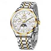 ieftine Ceasuri Mecanice-Noul ceas business Olevs pentru bărbați are un calendar perpetuu luminos, faze lunare și calendar. Este un ceas mecanic automat pentru bărbați, la modă, casual și multifuncțional.