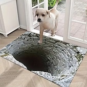 preiswerte Fußmatten-Fußmatte Belgisches Samt gedruckte Eingangsteppich weich rutschfest waschbar 3D-visuelles Tiefenloch-Design Fußmatte innen außen Teppich für Küche Schlafzimmer Badezimmer dekorativer Teppich