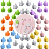 זול אחסון וארגון-100 יחידות יצירתי סיליקון אגודל קיר וו רב תכליתי דבק כבל קליפס דביק אגודל כבל ארגונית קליפים מפתח קולב