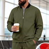baratos Jaquetas Casuais-Homens jaqueta leve Jaqueta casual Férias Diário Respirável Bolsos Primavera Outono Bloco de cor Moda Clássico Colarinho Chinês Padrão Preto Amarelo Vermelho Azul Marinha Azul Royal Casaco