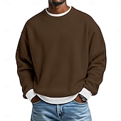 cheap Waffle Knit Tee-Men's Waffle T-shirt Pullover Sweatshirt Tee Top Long Sleeve Shirt Long Sleeve Crew Neck Round Winter Spring &amp;  Fall Plain Fashion Designer Basic Fashion Fake two piece Vacation Street Casual Light