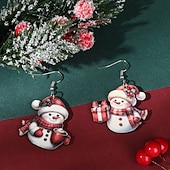 levne Dámské prsteny-Náušnice se sněhulákem s horkým kakaem a dárkem - rozkošné vánoční šperky pro sváteční dárky