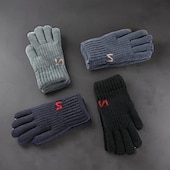 billige Skjerf og hansker til herrer-Herre 1 par Fingerspisser Vinterhansker Strikkede hansker Fingerløse hansker Mote Moderne Hansker Hold Varm Strikking Fleece عادي Høst Svart Navyblå Blå Grå