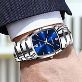 رخيصةأون ساعات كوارتز-ساعة جديدة للرجال مع حزام من الفولاذ المقاوم للصدأ عرض ليلة مع كريستالات مقاومة للخدش وقرص مقاوم للتآكل مفضلة لهدايا العيد وعيد الميلاد