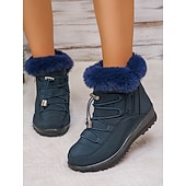 preiswerte Damenstiefel-wasserdichte Schneestiefel für Damen mit Kunstfellfutter – Winterstiefel zum Schnüren mit Reißverschluss und verstellbaren Schnürsenkeln, in mehreren Farben erhältlich