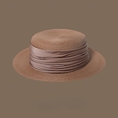 Hatter Strå Stråhatt Bryllup Te Fest Hesteløp cocktail Elegant Årgang Solbeskyttelse Med Glat Hodeplagg Hodeplagg billige Festhatter-Hatter Strå Stråhatt Bryllup Te Fest Hesteløp cocktail Elegant Årgang Solbeskyttelse Med Glat Hodeplagg Hodeplagg