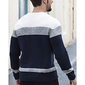 tanie sweter męski sweter-Męskie Sweter sweter Sweter z dzianiny Prążkowany Robić na drutach Zwykłe topy Dzianiny Kolorowy blok Półgolf Moda Podstawowy Urlop Dzienne zużycie Odzież Jesień Zima Biały Czerwony S M L