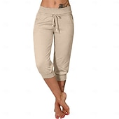 levne květináče a harémové kalhoty-Dámské Kalhoty na jógu Šňůrky Oříznuté S kapsami Zaštíhlující Vysoký pas Cvičení v tělocvičně Běh Zdatnost Capri kalhoty Spodní část oděvu Pevná barva Tmavě šedá Námořnická modř Meruňková Bavlna