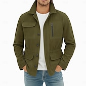 levne Faux semišové bundy-Pánské Bunda z umělého semiše Rüzgarlık Hnědá semišová bunda Ležérní Běžné / Denní Rüzgarlık Slátanina Elastický pas Zima Jaro &amp; podzim Pevná barva Vinobraní Módní Košilový límec Standardní Hněd