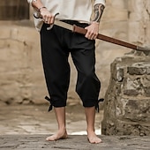 baratos Partes inferiores-Vintage Medieval Renascentista Calças Calção Calça Pirata Pirata Viking Cruzado Ranger Fantasia Homens Pirata Fantasia Calças Verão