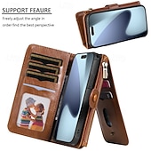 Недорогие Чехлы для iPhone-телефон Кейс для Назначение iPhone 17 Pro Max 17 Air Кошелек для карт Откидная крышка Магнитный Откидная подножка Разъем для карты Ретро ТПУ Кожа PU