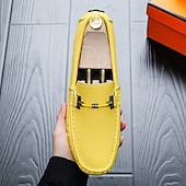 ieftine Loafers casual-Bărbați Mocasini &amp; Balerini Retro Mărime Plus Size Plimbare Casual Zilnic PU piele Comfortabil Cizme înalte Loafer Galben Roz Mov Deschis