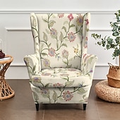 abordables Funda para silla con respaldo-floral, rayado &amp;Fundas para sillones orejeros con estampado geométrico, fundas elásticas de poliéster para sillones, protectores decorativos para muebles