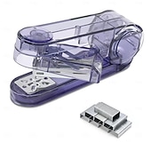 levne Domácí spotřební materiál-Průsvitná otočná sešívačka s otočným ramenem a 400 sponkami, stolní sešívačka s otočným ramenem o 360 stupňů pro vazbu brožur nebo knih, kapacita 25 listů pro psací stůl, kancelářské potřeby pro