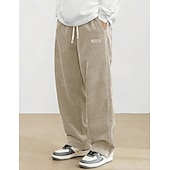 ieftine Picior drept-Bărbați Pantaloni Pantaloni Corduroy Pantaloni largi Pantaloni casual Pantaloni de sport cu picior drept Cordon Talie elastică Culoare solidă Confort Lungime totală Zilnic Casă În aer liber Modă Șic