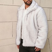 abordables Manteaux &amp; vestes-Homme Veste d'hiver Manteau en Fausse Fourrure Vacances Quotidien Chaleur Thermique Toison Automne Hiver Uni Mode Streetwear Revers Régulier Fausse fourrure Blanche Marron Gris Veste