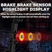 billiga Dekorativa ljus-USB-uppladdningsbart cykelbakljus automatisk sensor bakljus cykelutrustning cykeltillbehör vattentät bromsvarning racercykeltillbehör