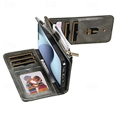 Недорогие Чехлы для iPhone-телефон Кейс для Назначение iPhone 17 Pro Max 17 Air Кошелек для карт Откидная крышка Магнитный Откидная подножка Разъем для карты Ретро ТПУ Кожа PU