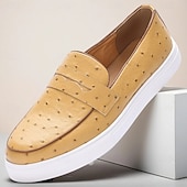 tanie Skórzane mokasyny premium-Męskie Mokasyny i buty wsuwane Klasyczne mokasyny Spacery Codzienny Skóra Wygodny Niepoślizgowy / a Mokasyny Żółty Wiosna Jesień