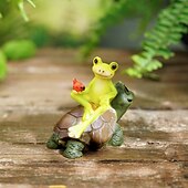 Χαμηλού Κόστους Γλυπτά-1 τεμάχιο δημιουργικό υλικό ρητίνης, διακοσμητικό κήπου με σχήμα βάτραχου και χελώνας, ρητίνη, χαριτωμένο στυλ διακόσμησης κήπου, κατάλληλο για εσωτερική και εξωτερική χρήση