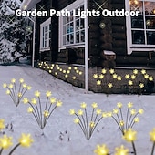 זול אורות נוף-2 יח' Lights 8-ראשיים סולאריים חיצוניים עמידים במים בצורת פתית שלג מנורת תלוית כובע украшение для сада וגן