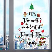 levne Samolepky na zeď-Vánoční samolepka na zeď, zimní vánoční stromeček, jedle a dárkový design, odnímatelná samolepka na zeď, slavnostní prázdninové pozadí, dekorace do obývacího pokoje, ložnice, kanceláře, párty, bytové