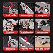 economico morsetti e pinze-Pinza spelafili pieghevole 18 in 1 per impieghi gravosi - utensile multifunzionale con impugnatura antiscivolo, taglio cavi, crimpatura, torsione, spelafili tutto in uno - per elettricisti,
