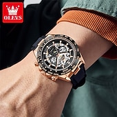 cheap Mechanical Watches-The New Olevs Silicone Men'S Business Watch With Luminous Calendar And Moon Phase Display A Multi-Functional Fully Automatic Mechanical Watch Is A Fashionable Casual Waterproof Sports Wristwatch