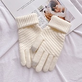 preiswerte Handschuhe-Damen 1 Paar Fingerspitzen / Winterhandschuhe / Gestrickte Handschuhe Streetwear / Outdoor Handschuhe - Einfarbig Vollfinger