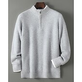 preiswerte Wollpullover für Herren-Hochwertiger Herrenpullover aus reiner Wolle und Kaschmir mit Viertelreißverschluss, klassischer Strickpullover, weich, warm und atmungsaktiv.