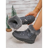 preiswerte Damenstiefel-wasserdichte Schneestiefel für Damen mit Kunstfellfutter – Winterstiefel zum Schnüren mit Reißverschluss und verstellbaren Schnürsenkeln, in mehreren Farben erhältlich