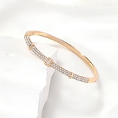 cheap Bracelets-Cubic Zirconia Geometrical Drop Fashion Personalized Simple Trendy Chrome Bracelet Jewelry Silver / Golden For Wedding Party Engagement Prom