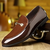 رخيصةأون أحذية لوفر-حذاء رجالي من الجلد الصناعي باللون الأخضر مع حلقات ذهبية مزخرفة - حذاء أنيق ومريح لحفلات الكريسماس والتجمعات الرسمية