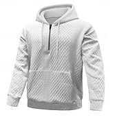 abordables sweats à capuche basiques pour hommes-Homme Jacquard Sweat à capuche Noir Blanche Marron Gris À capuche Uni Poche kangourou Sport &amp; Loisir Occasionnel Quotidien Streetwear Frais Vêtements de sport Toutes saisons Vêtement Tenue Pulls