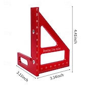 Χαμηλού Κόστους Εργαλεία Σωματικής Μέτρησης-3D Multi-Angle Measuring Ruler Χάρακας διάταξης τετραγωνικής ταχύτητας Κράμα αλουμινίου Φορητά Εργαλείο Κατασκευής Ξυλουργικής 11 cm 45/90 °